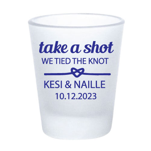 Customized frosted blue shot glass- 1.75 oz.