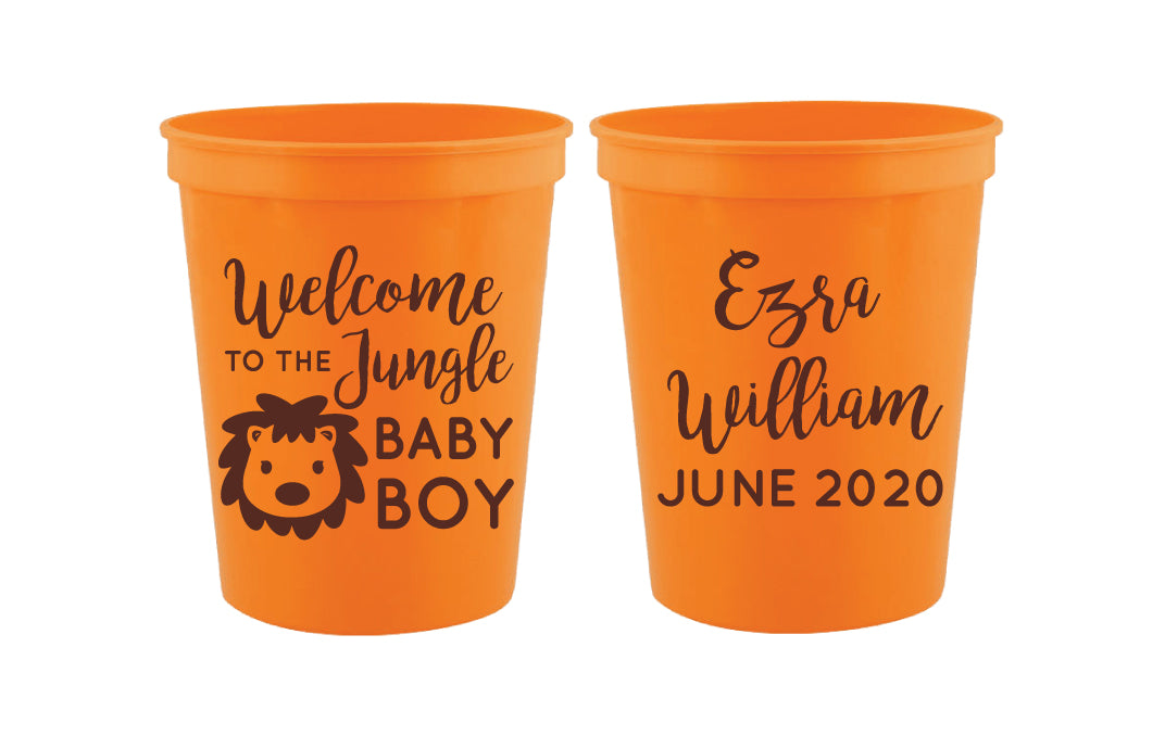 16oz Yellow Plastic Stadium Cups for Birthday Party, Baby Shower