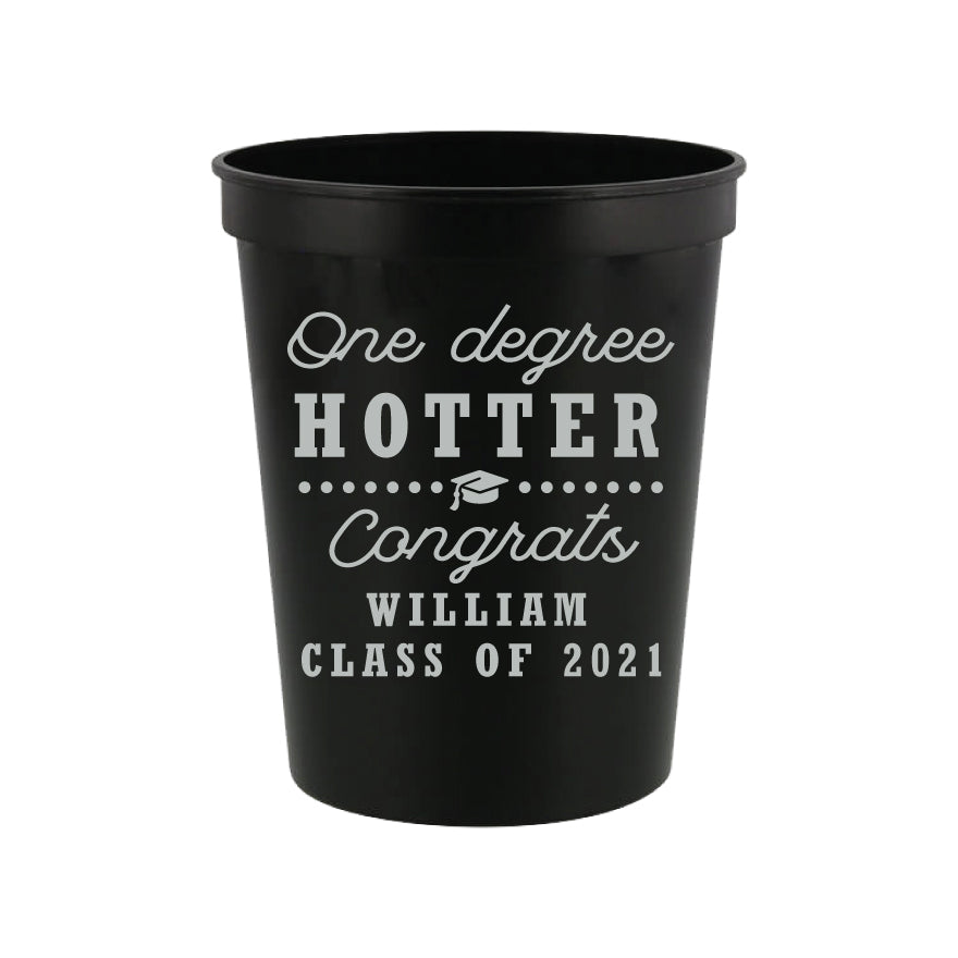 Graduation White and Black 16 oz Plastic Cups