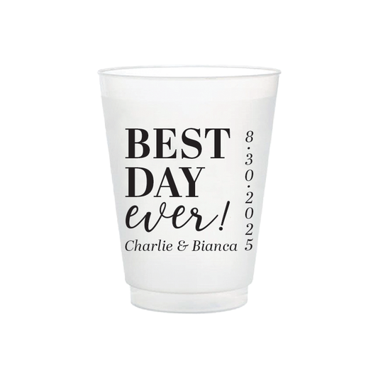 Frosted Wedding Cups- Best Day Ever! Design