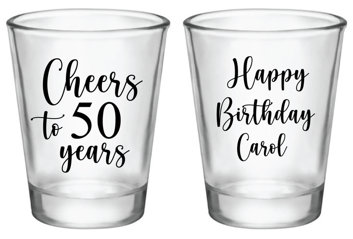 Cheers To 50 Years, Personalized 50th Birthday Shot Glasses – Factory21 