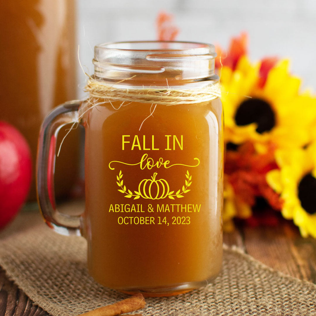 Fall In Love Wedding Favors Personalized Wedding Mason Jars In Bulk