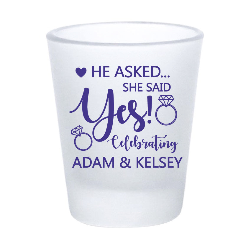 Engagement party shot glasses he asked she said yes party favors