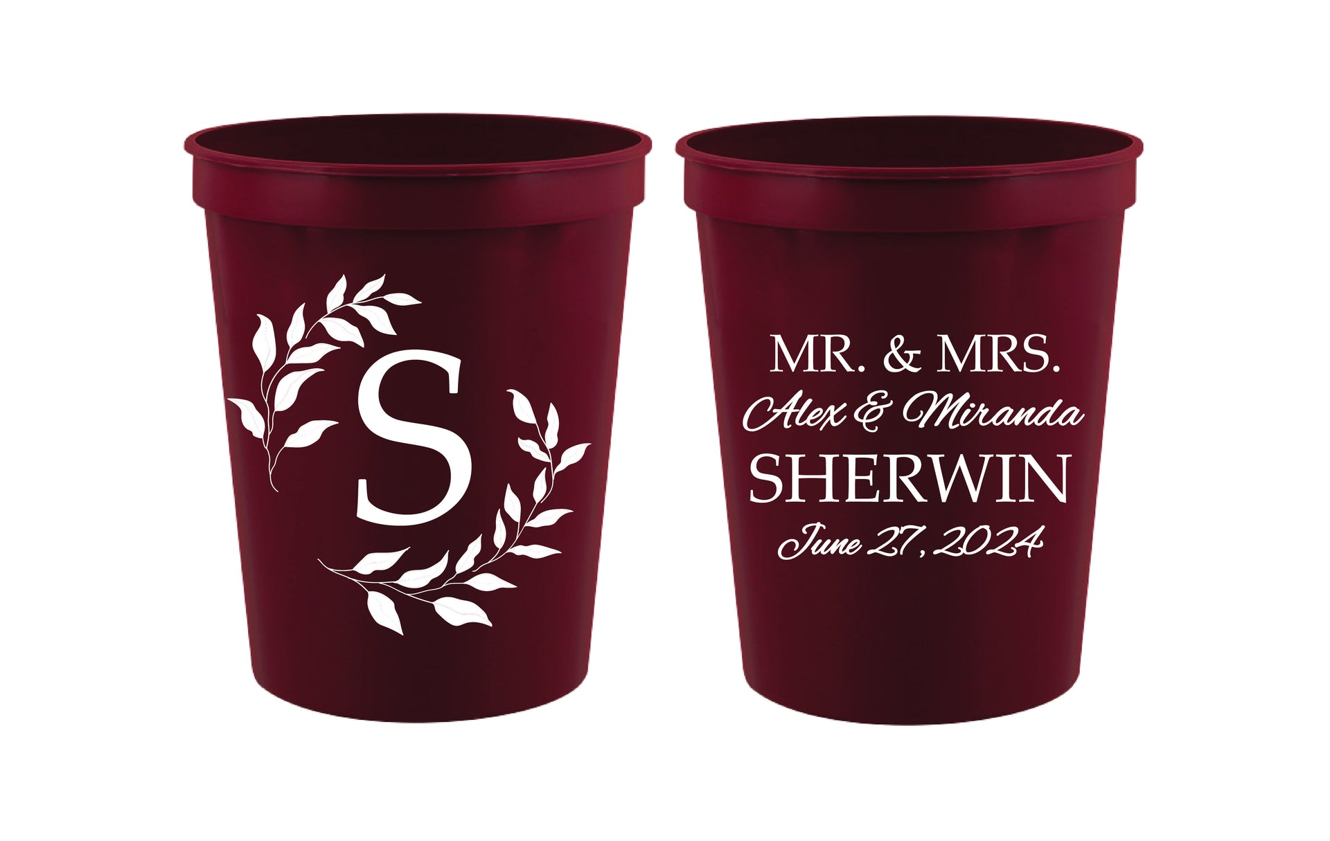 Monogrammed Stadium Wedding Cups, Custom Printed Party Cups, Plastic Cups,  Personalized Party Favors, Engagement Party, Bachelorette Party 